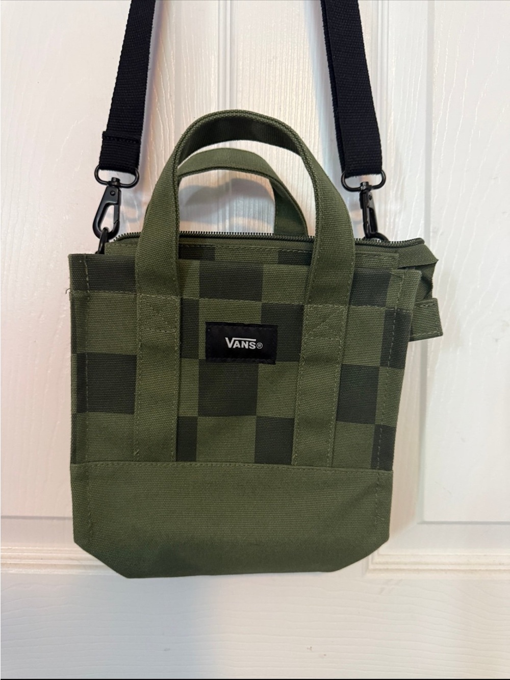 Vans Olive Green Checkerboard Crossbody Tote Lil Pergs Mini Tote